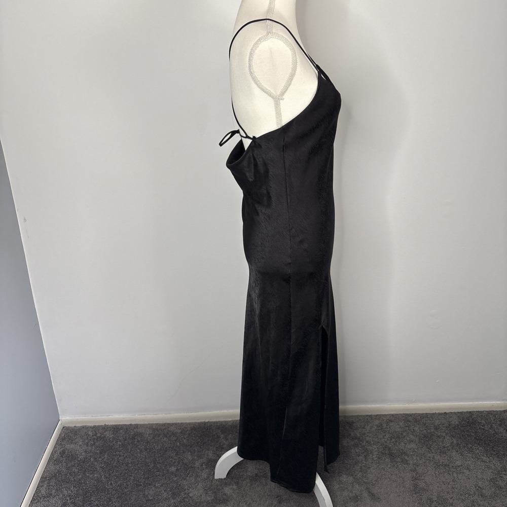 Adika Womens Satin Maxi Slip Dress Small Black Dark Fairy Whimsigoth Witchy - Picture 8 of 10